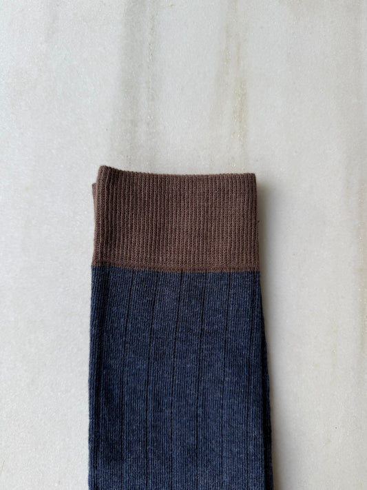 NUEVO Calcetín canalé alto Jeans y chocolate