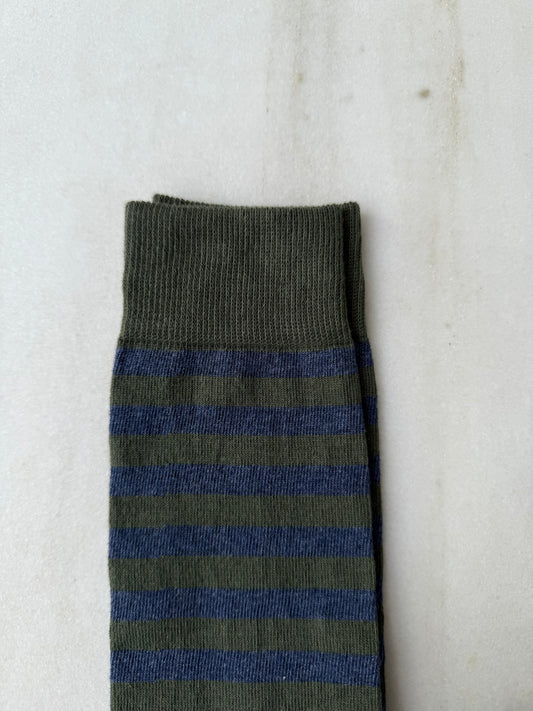 NUEVO Calcetín rayitas Caza y Azul jeans