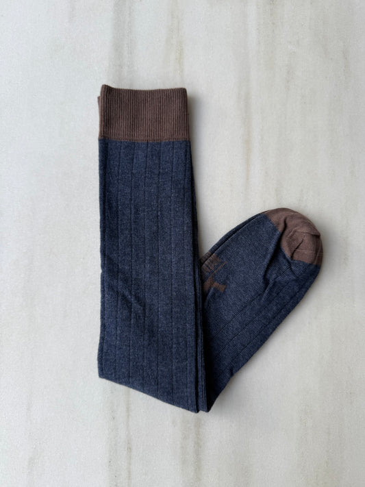 NUEVO Calcetín canalé alto Jeans y chocolate