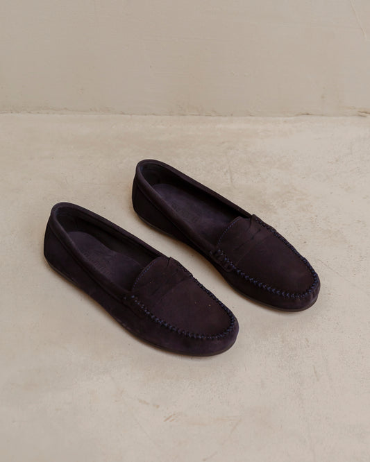 Mocasines ante azul marino