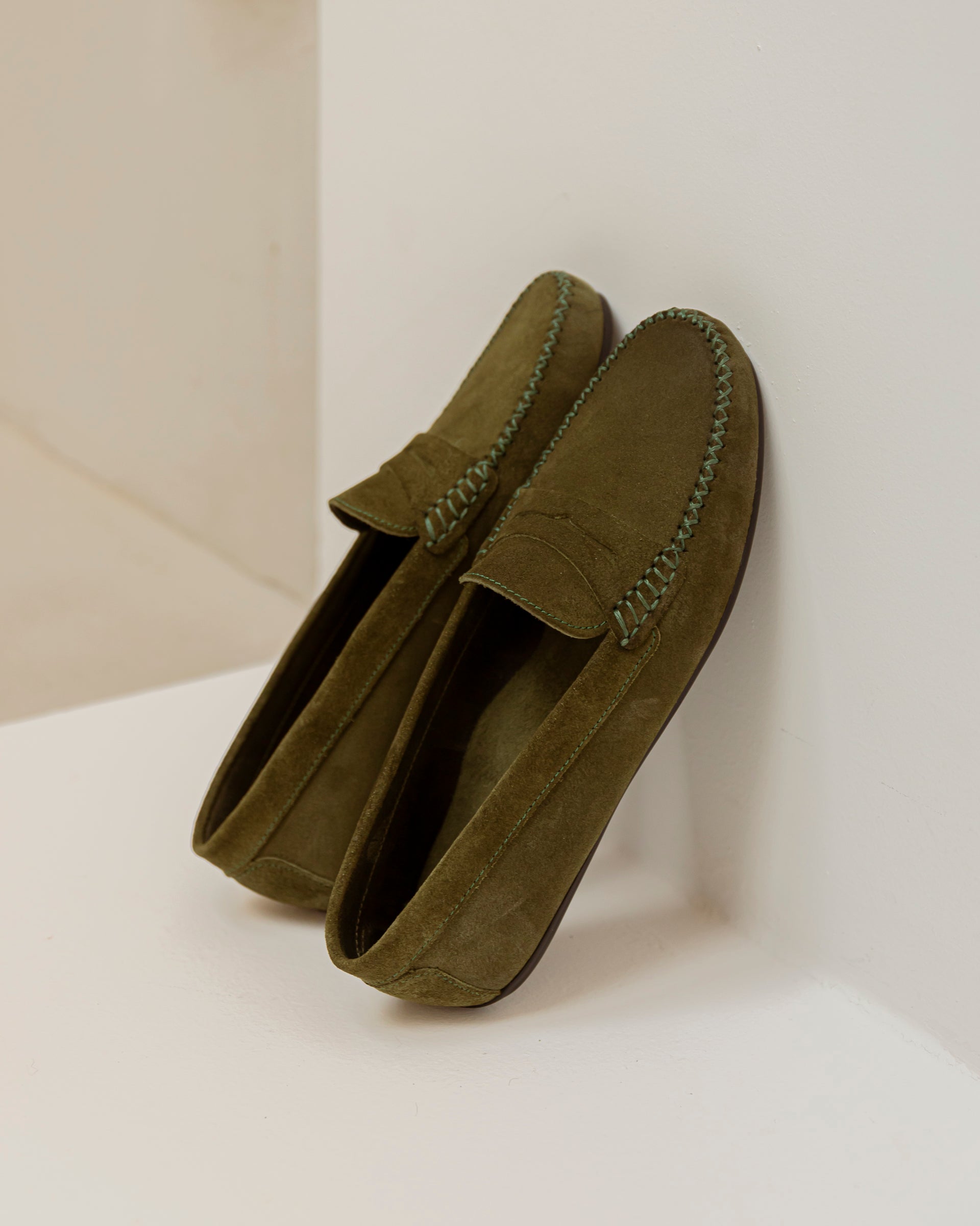 Mocasines ante verde