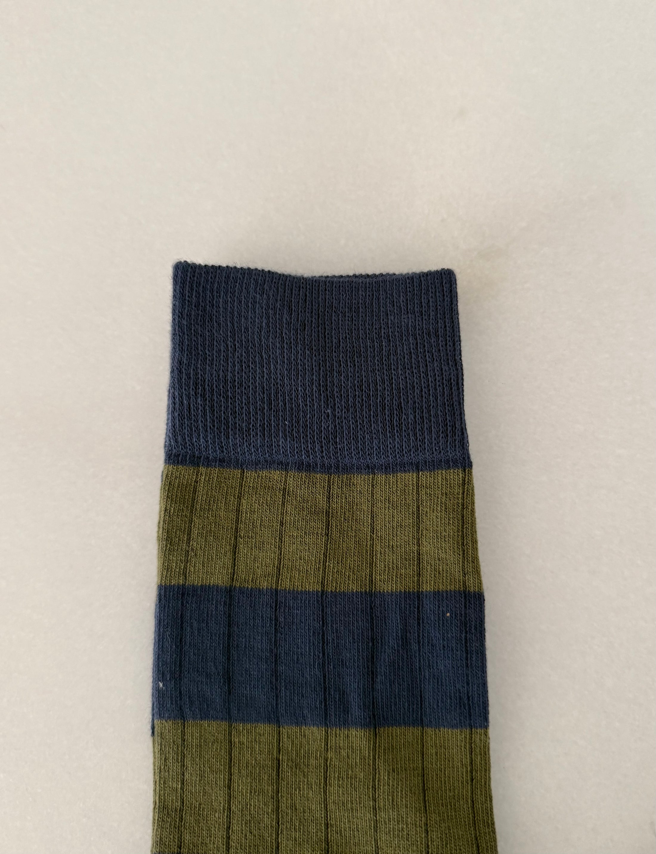 Calcetín rayas alto Marino y pistacho