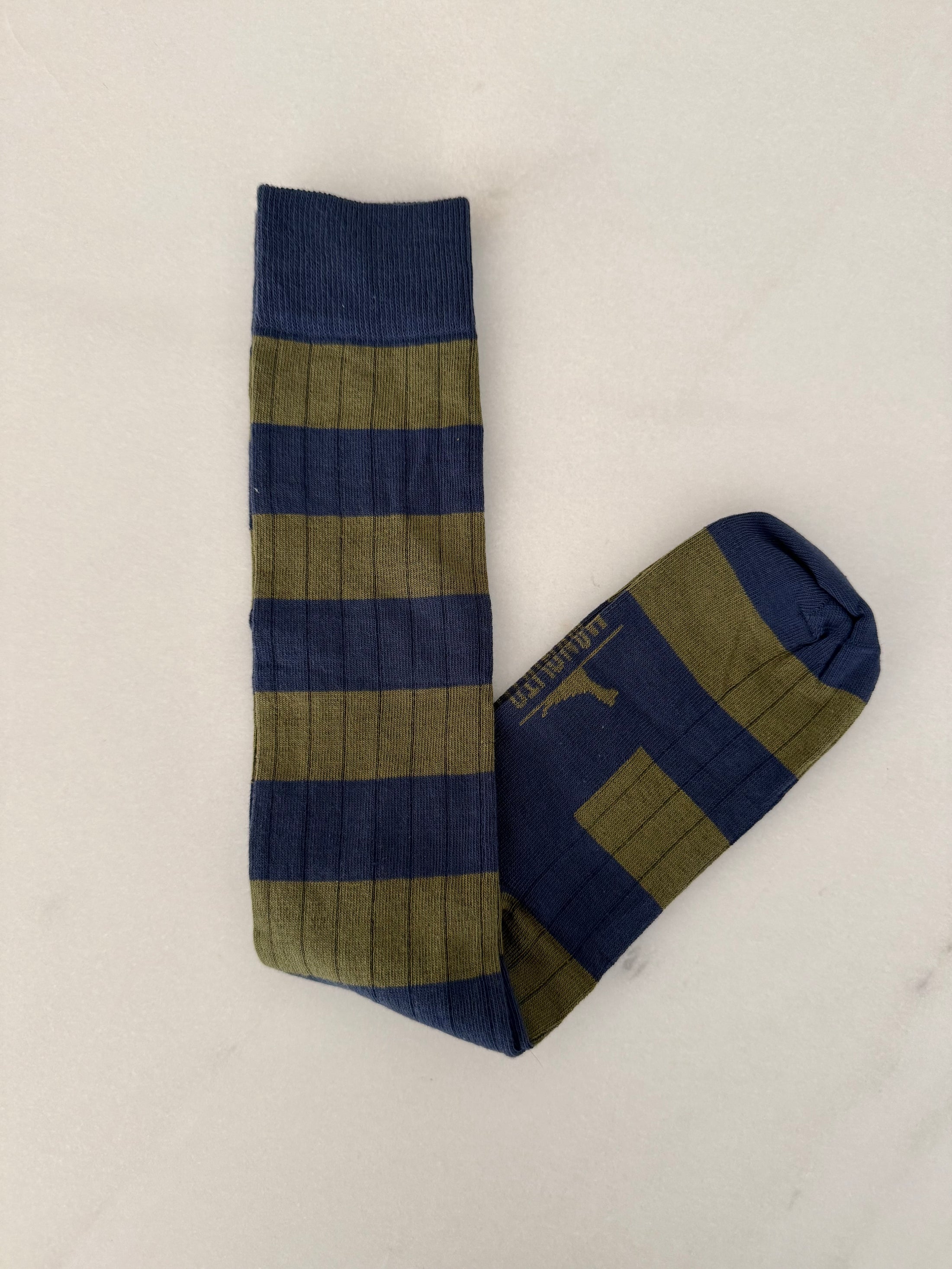 Calcetín rayas alto Marino y pistacho