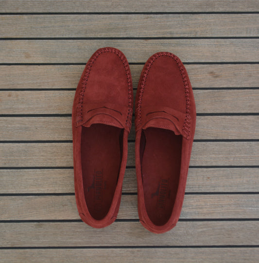 Burgundy suede loafers