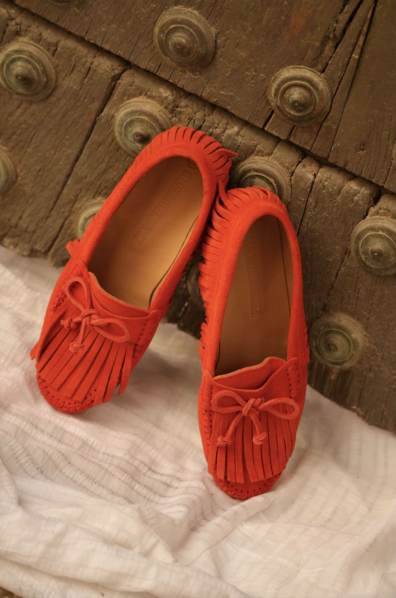 Mocasines ante flecos Mandarina