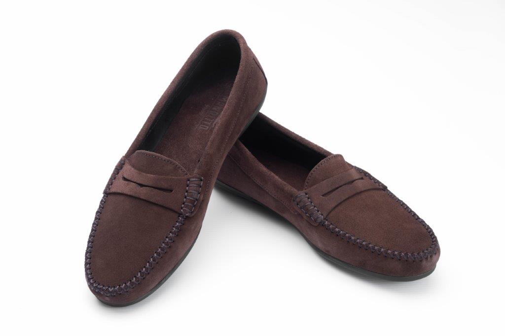 Chocolate suede loafers