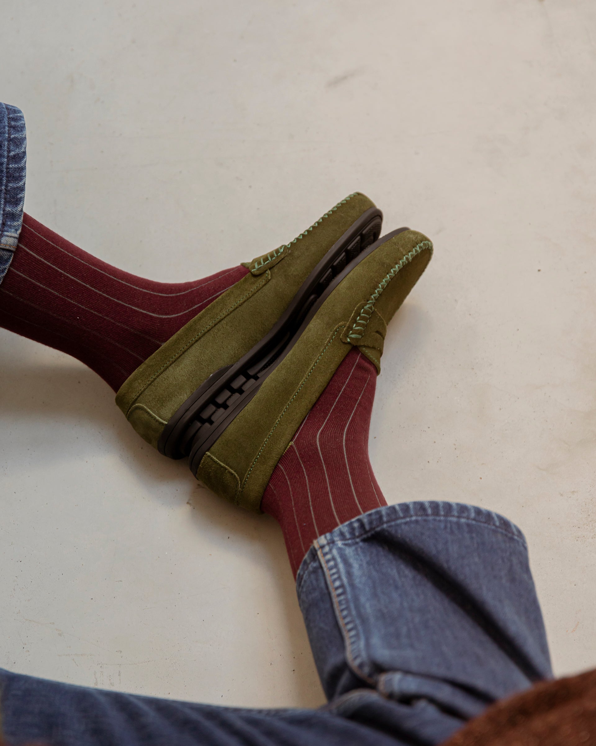 Mocasines ante verde