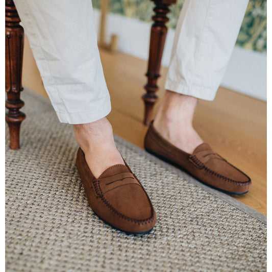 Toasted brown suede loafers