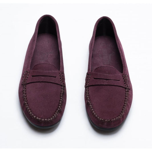 Wine suede loafers
