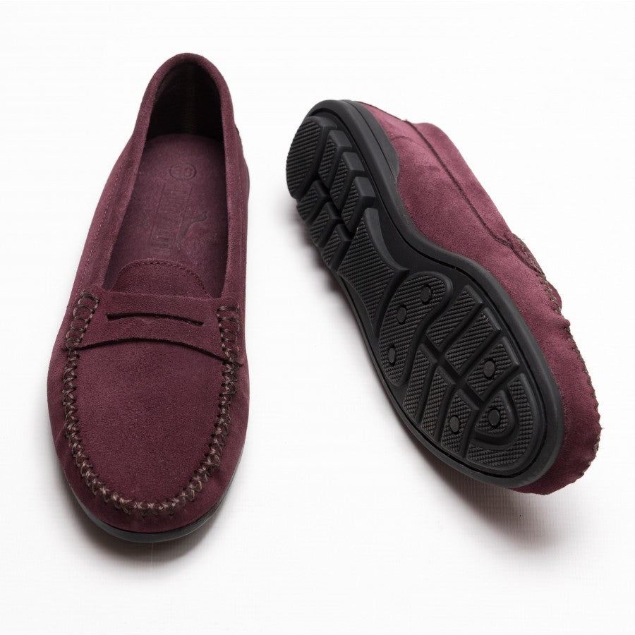 Wine suede loafers