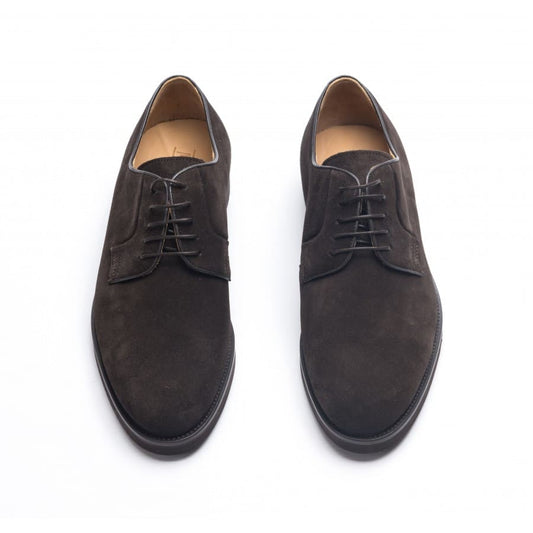 Chocolate suede lace-up shoes