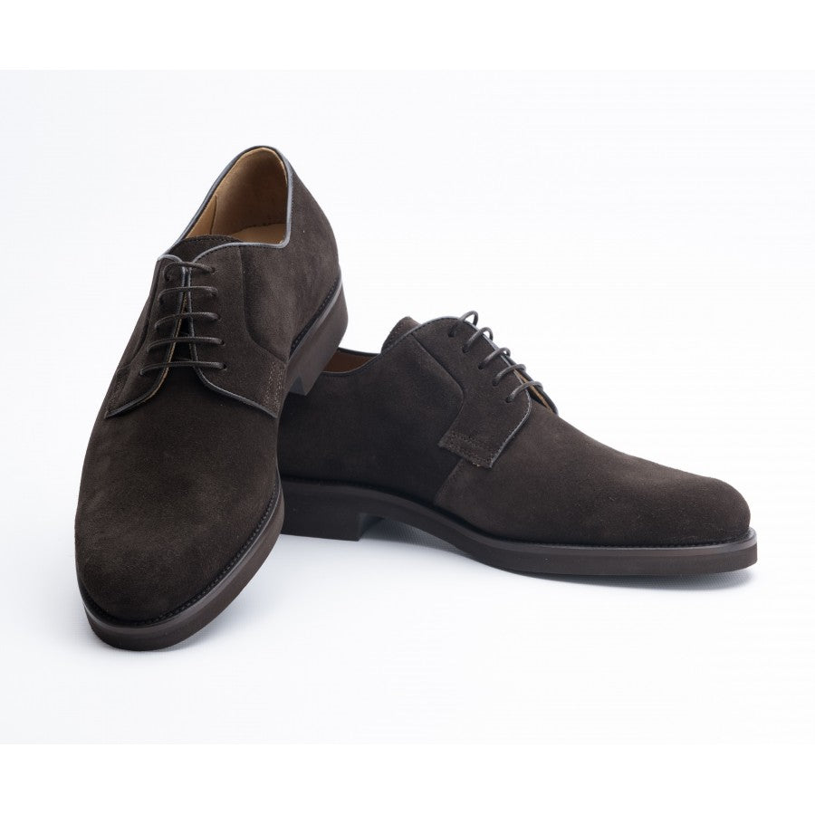 Chocolate suede lace-up shoes